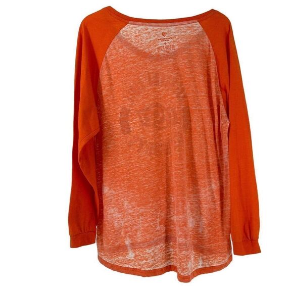 OSU Cowboys Long Sleeve T-Shirt Orange Burnout Womens Size L Oklahoma Colosseum - Picture 2 of 5